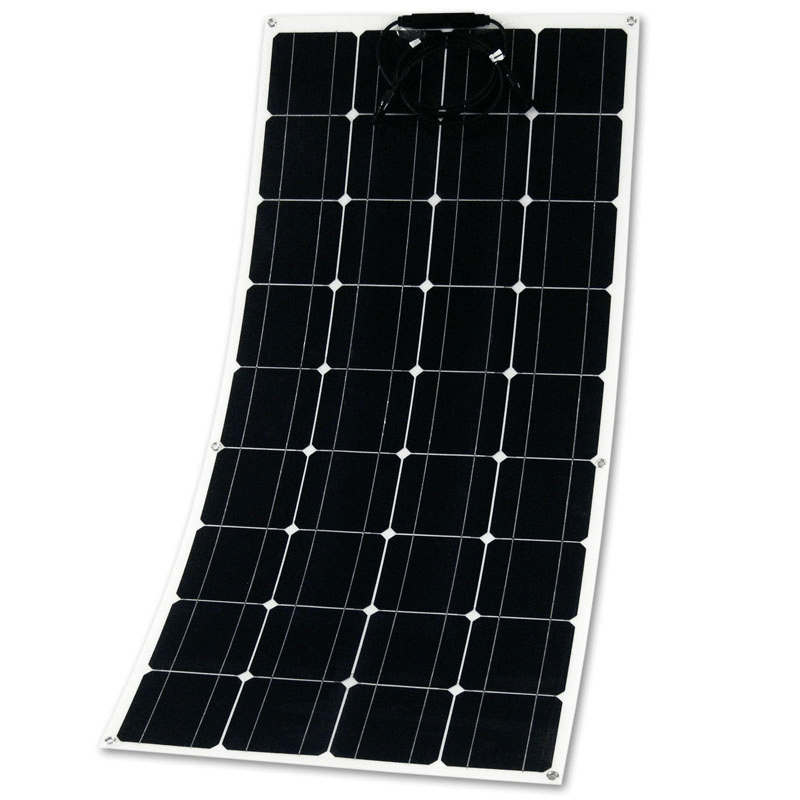 18V 100W Semi-Flexible Solar Panel Battery Charger Lightweight Connector Charging for RV Boat Cabin Tent Car - MRSLM