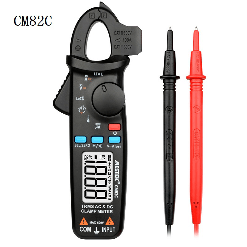 MESTEK CM82C RMS Digital Clamp Meter DC AC Current Voltage Ampere NCV Ohm Tester Ammeter Multimeter Electrician Tool - MRSLM