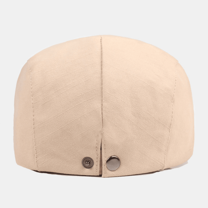 Men Cotton Beret Cap Solid Color Adjustable Casual Retro Sunshade Forward Cap Flat Hat - MRSLM