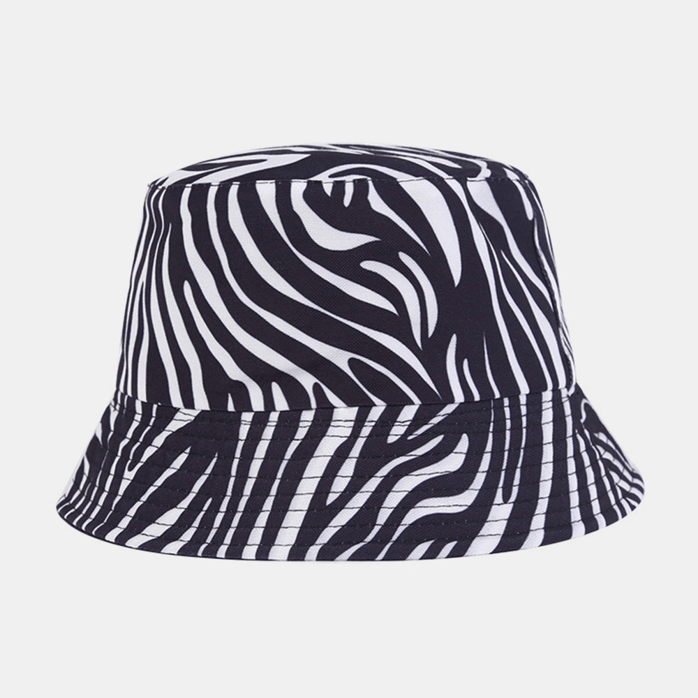 Women Double-Side-Wear Zebra Cow Panda Pattern Print Bucket Hat Fashion Casual All-Match Sunscreen Beach Hat - MRSLM