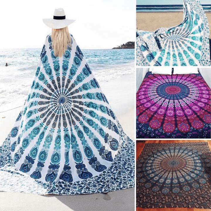 Honana WX-17 150X210Cm Bohemian Style Polyester Fiber Beach Shawl Mandala Rectangle Bed Sheet Tapestry - MRSLM