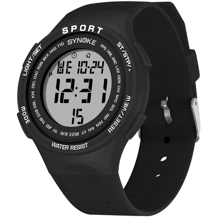 SYNOKE 9616 EL Display Silicone Strap Sport Watch 3ATM Waterproof Alarm Student Digital Watch - MRSLM