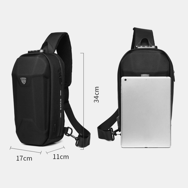 Men USB Charging Multi-Pocket Anti-Theft Waterproof Outdoor Crossbody Bag Chest Bag Sling Bag - MRSLM