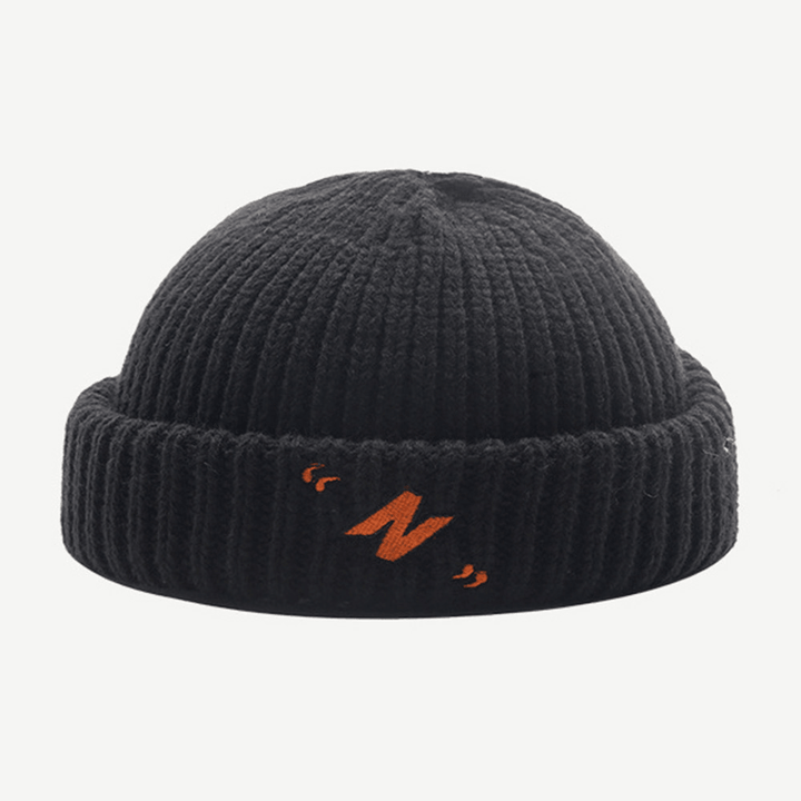 Unisex N-Letter Pattern Knitted Caps Fashion Casual Adjustable Elastic Cap Skull Cap Brimless Beanie Landlord Cap - MRSLM