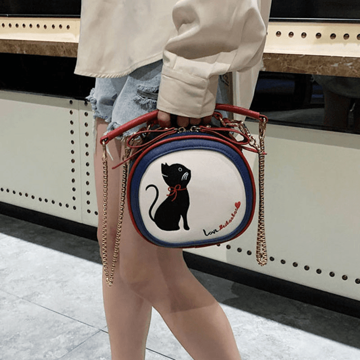 Women Fashion Cute Cat Handbag Shoulder Bag Crossbody Bag for Daily Date Shopping - MRSLM