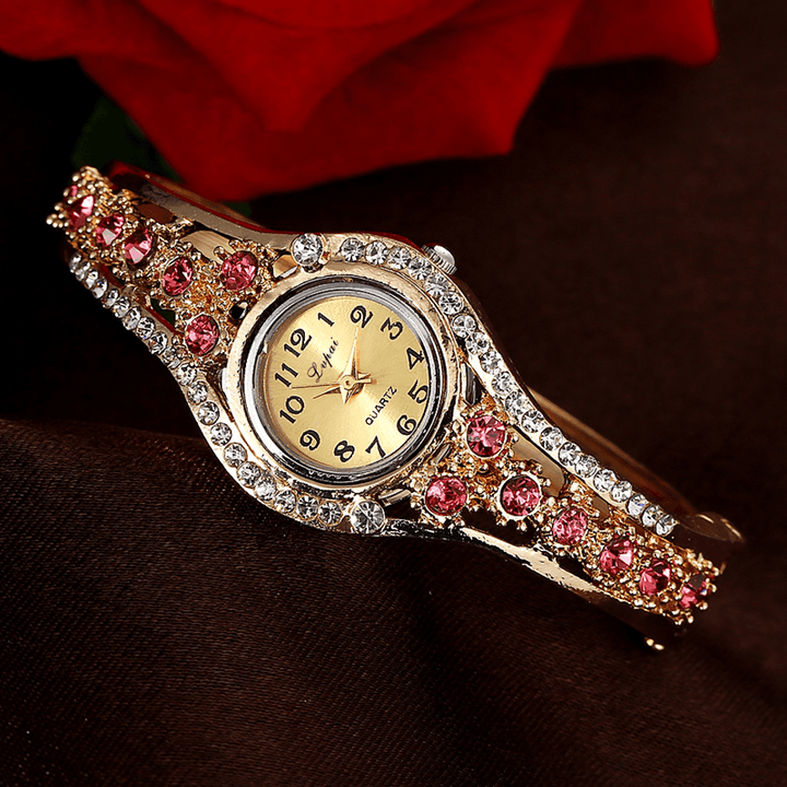 LVPAI XR1959 Fashionable Ladies Bracelet Watch Rhinestone Clock Quartz Watch - MRSLM