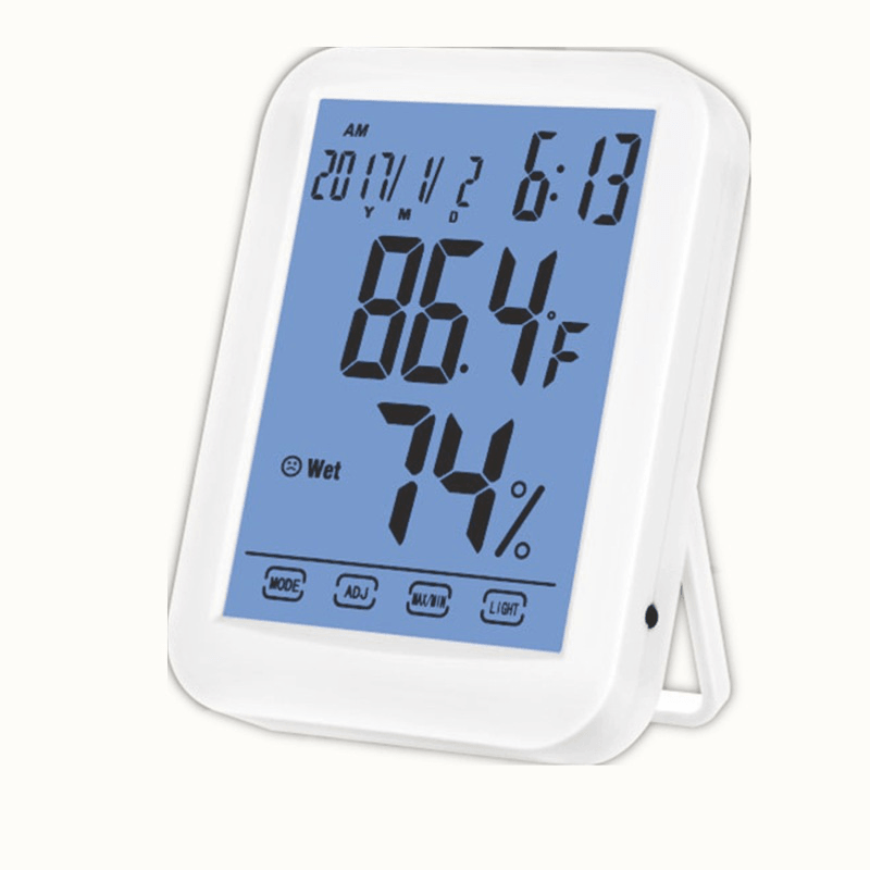 Clock Temperature Hygrometer/Luminous Household Thermometer Touch Screen Digital Display Temperature and Humidity Meter Hygrometer - MRSLM