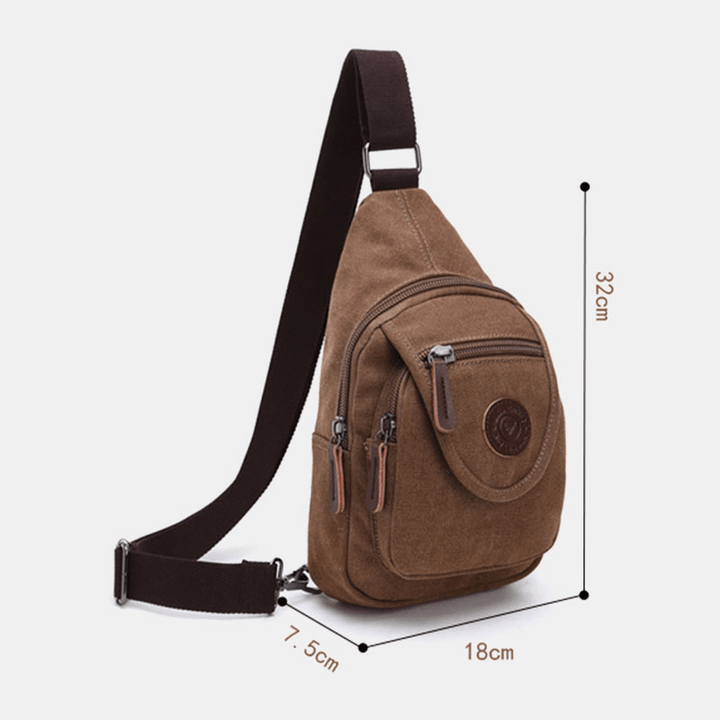 Men Retro Canvas High Capacity Chest Bag Casual Wear Resisting Waterproof Crossbody Bag Shoulder Bag - MRSLM