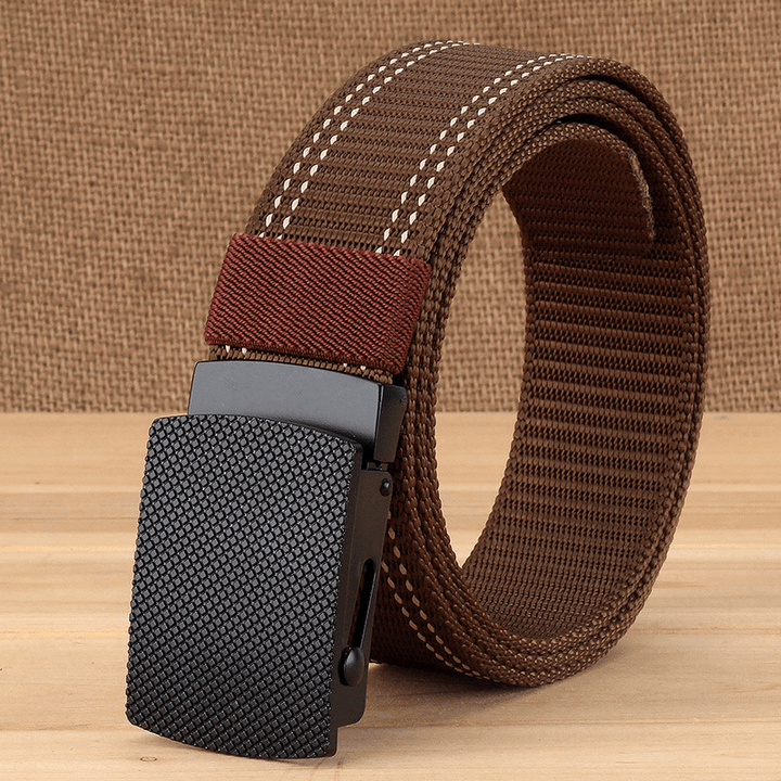 Men Casual Outdoor New Casual Nylon Belt Trendy Alloy Buckle Thick Belt - MRSLM