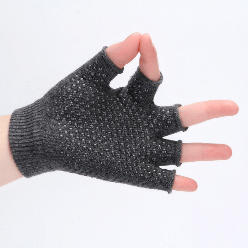 Women Non Slip Sporty Style Design Fingerless Yoga Gloves - MRSLM