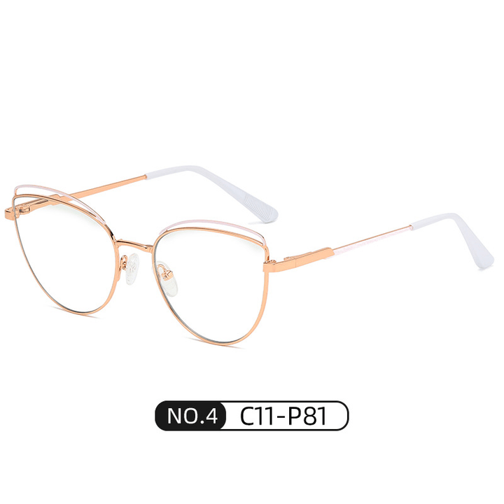 Fashion Metal Two-Tone Flat Mirror Ins Net Red Wind Cat Glasses Frame - MRSLM