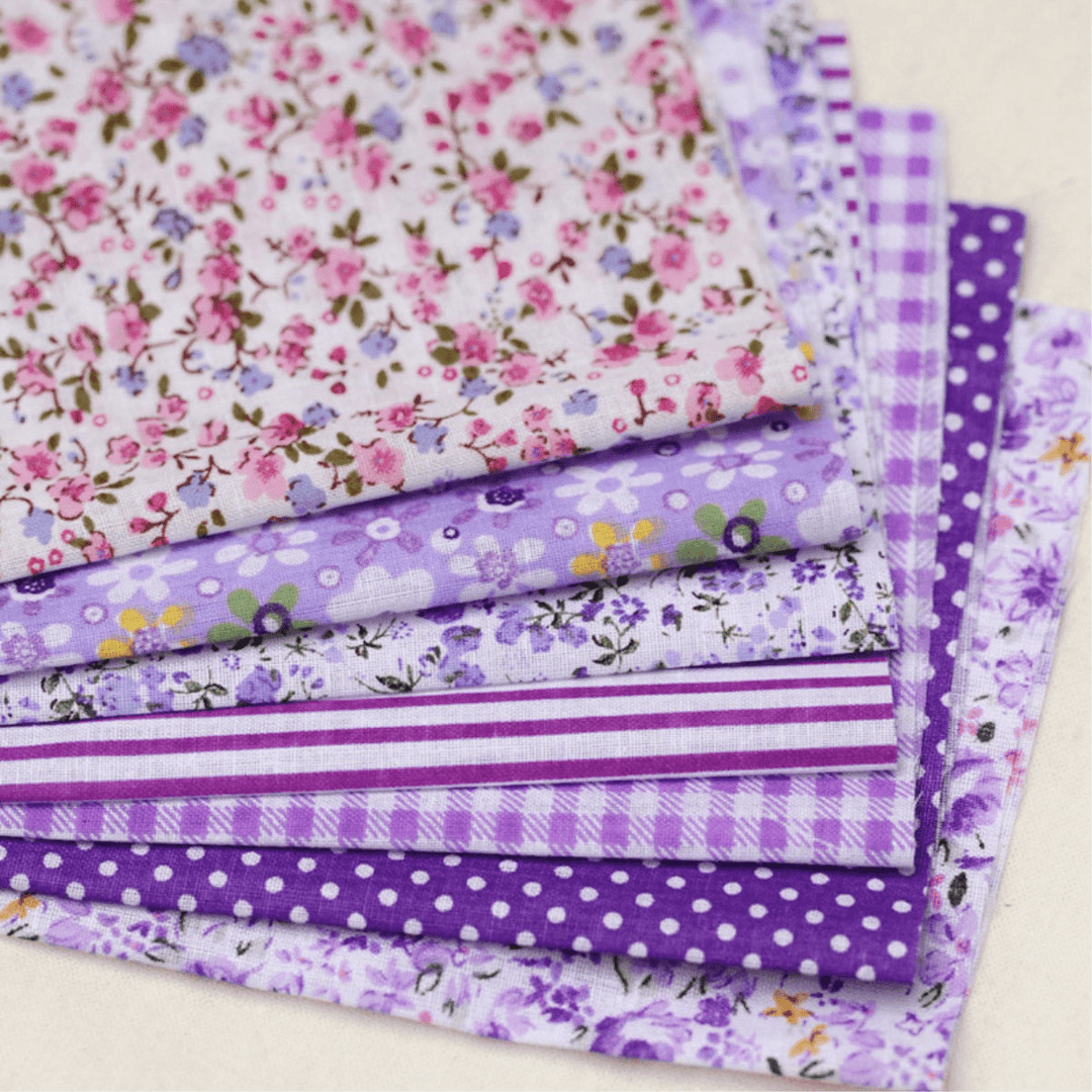 5Pcs/Set 19.7'' Series Fabric Cotton Bundles Fat Quarters Polycotton Material Florals Gingham Spots Non Woven Fabric - MRSLM