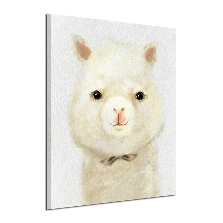 Miico Hand Painted Oil Paintings Cartoon Alpaca Paintings Wall Art for Home Decoration - MRSLM