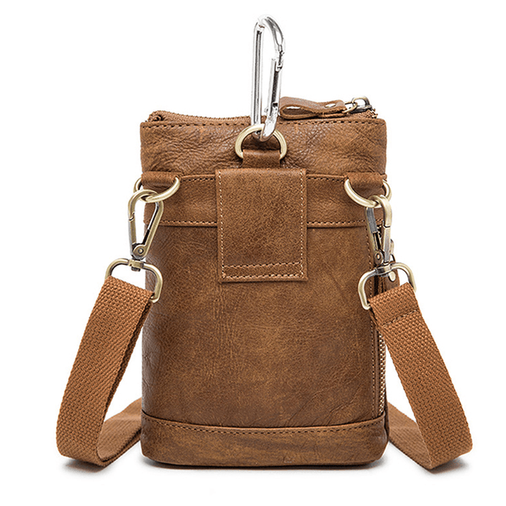 Genuine Leather Waist Bag First Layer Leather Leisure Retro Phone Bag Crossbody Bag for Men - MRSLM