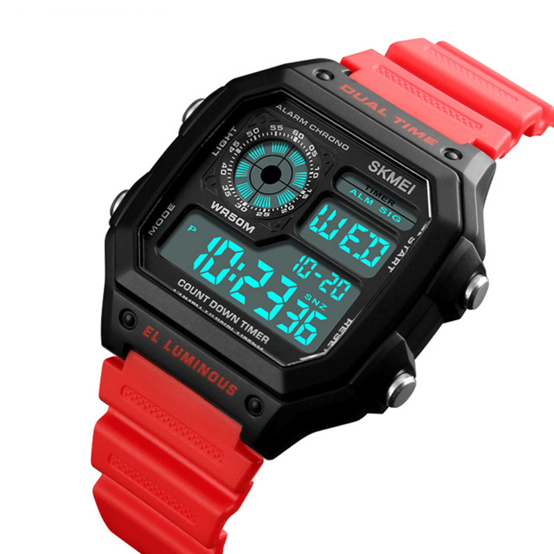 SKMEI 1299 Countdown Alarm Stainless Steel Waterproof Digital Watch - MRSLM