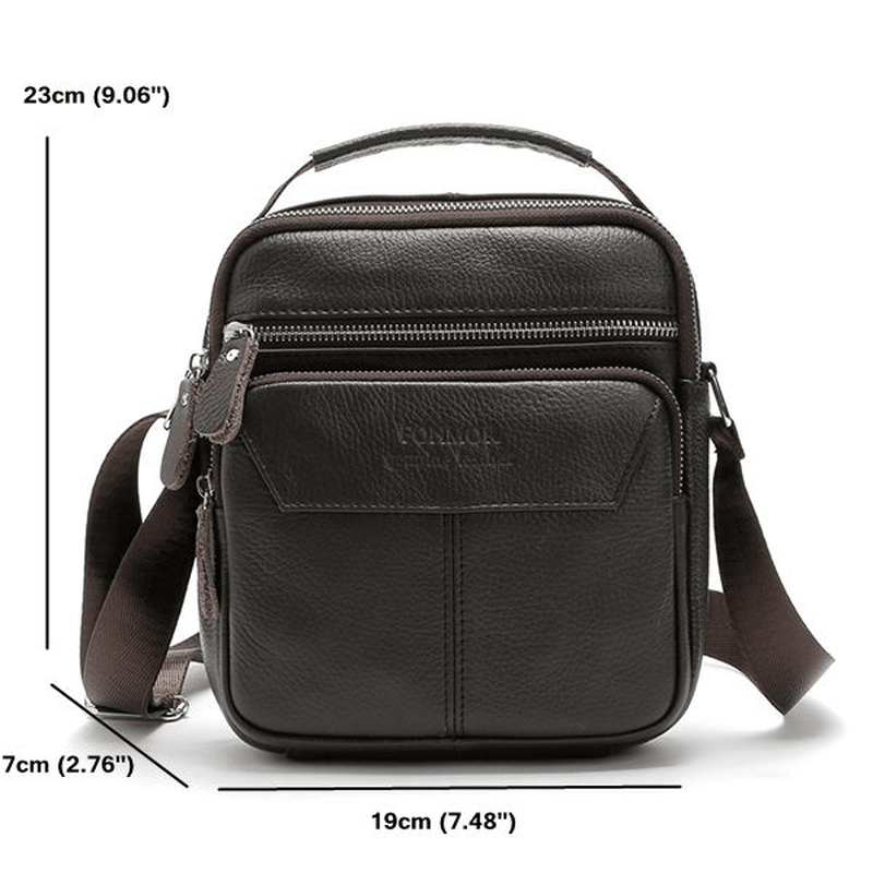 Vintage Genuine Leather Stitching Casual Crossbody Shoulder Bag for Men - MRSLM