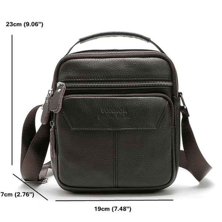 Vintage Genuine Leather Stitching Casual Crossbody Shoulder Bag for Men - MRSLM