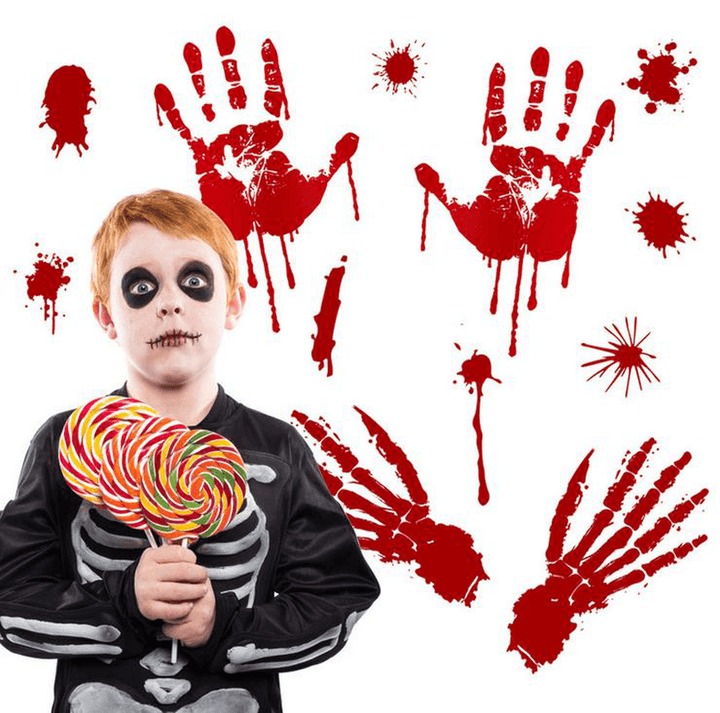 Halloween Wall Sticker Bloody Handprint Footprints Floor Clings Horror Decal Halloween Glass Window Sticker Decaration - MRSLM