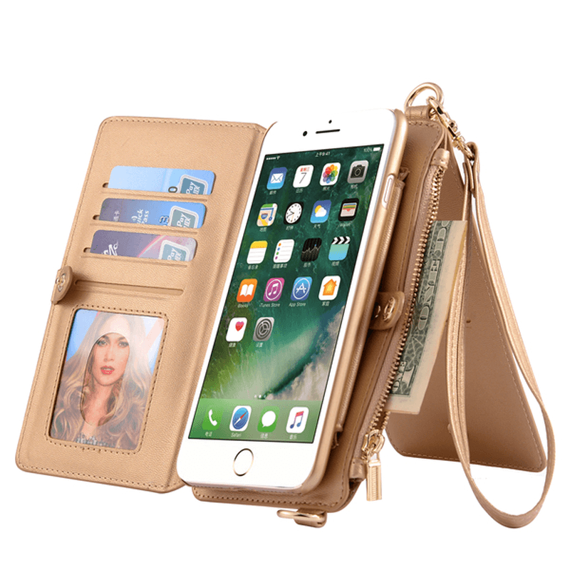 Genuine Leather Multifunctional Iphone6/6S/6 Plus/6S plus Phone Case Wallet Card Holder Phone Bag - MRSLM