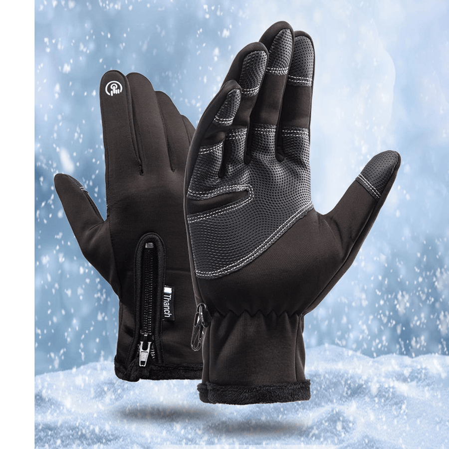 Unisex Waterproof Cycling Gloves plus Velvet Warm Fitness Motorcycle Glove - MRSLM