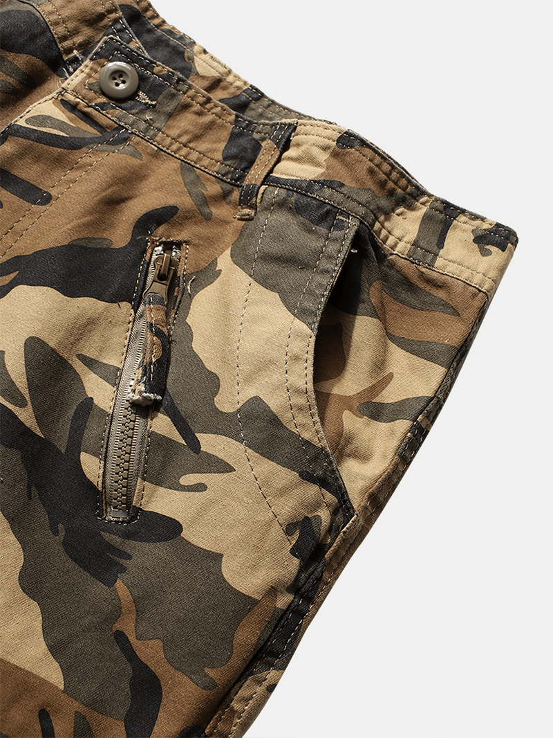 Mens Camo Utility Street 100% Cotton Tie Cuff Cargo Pants - MRSLM