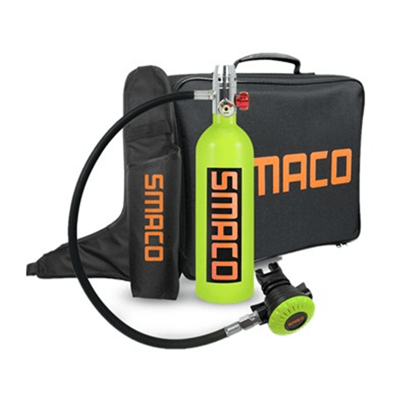 SMACO 1L Scuba Oxygen Cylinder Underwater Diving Set Air Oxygen Tank with Adapter & Storage Box Diving Set Equipment A - MRSLM