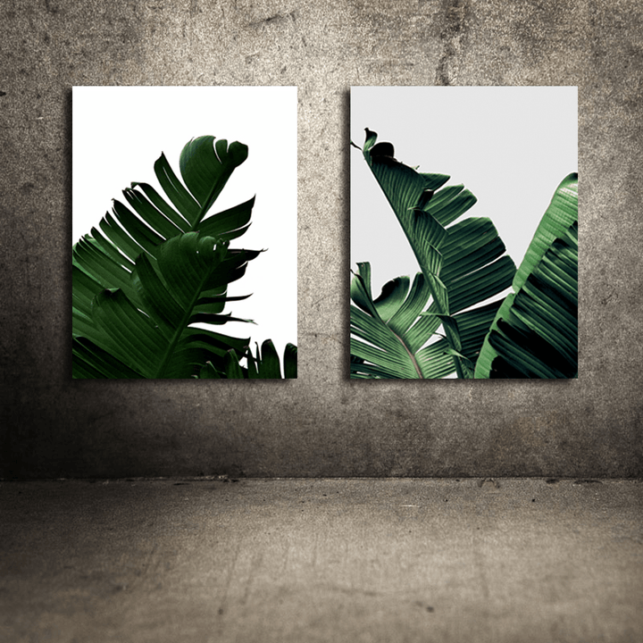 Miico Hand Painted Combination Decorative Paintings Botanic Leaves Paintings Wall Art for Home Decoration - MRSLM