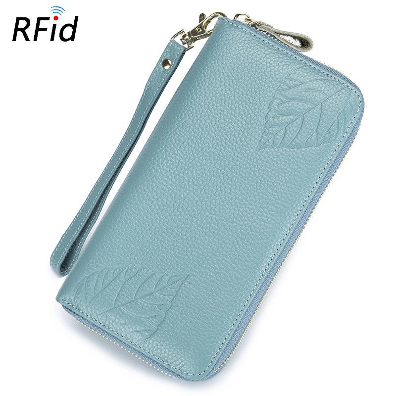 RFID Genuine Leather 6Inch Phone Bag Long Wallet - MRSLM