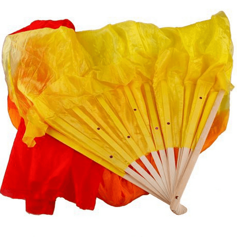 1.8M Multicolor Belly Dance Fan Bamboo Long Silk Fans Dance Performance Supplies - MRSLM