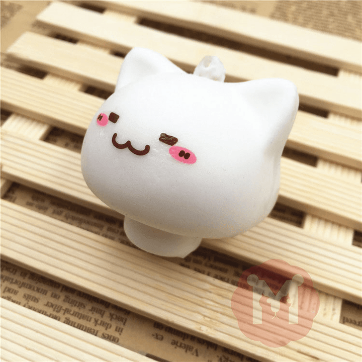 Squishy Toys Mushroom Cat Kawaii Cartoon Cute Face Decor Bag Cell Phone Straps - MRSLM