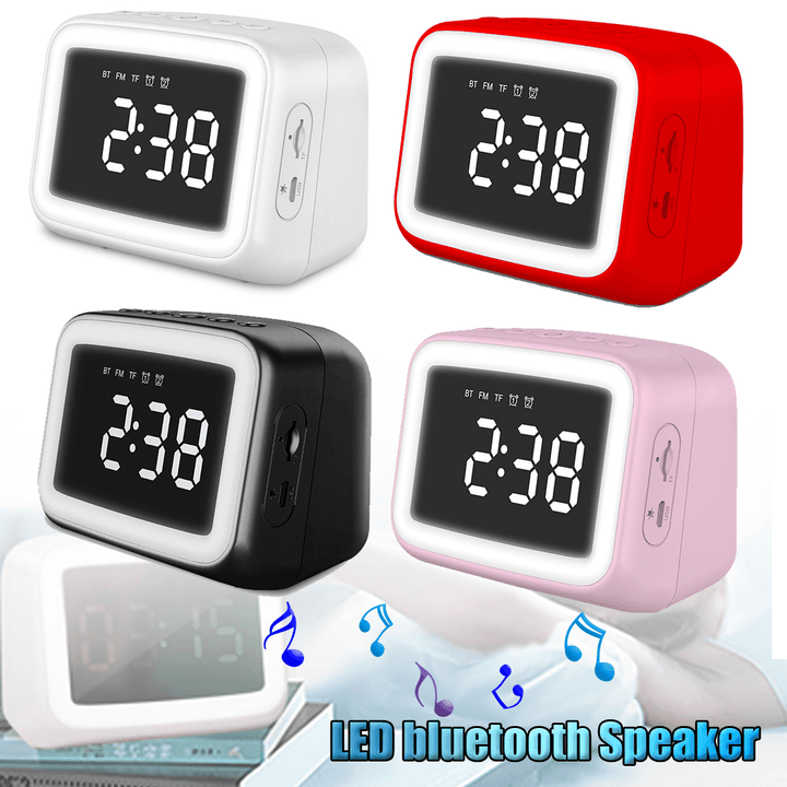 Digital Alarm Clock FM Radio Wireless Bluetooth 5.0 LED Mirror with Speaker - MRSLM