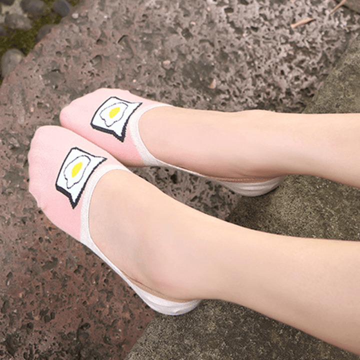 Women Cotton Cute Boat Socks Summer Breathable Anti-Slip Ankle Socks Low Socks - MRSLM