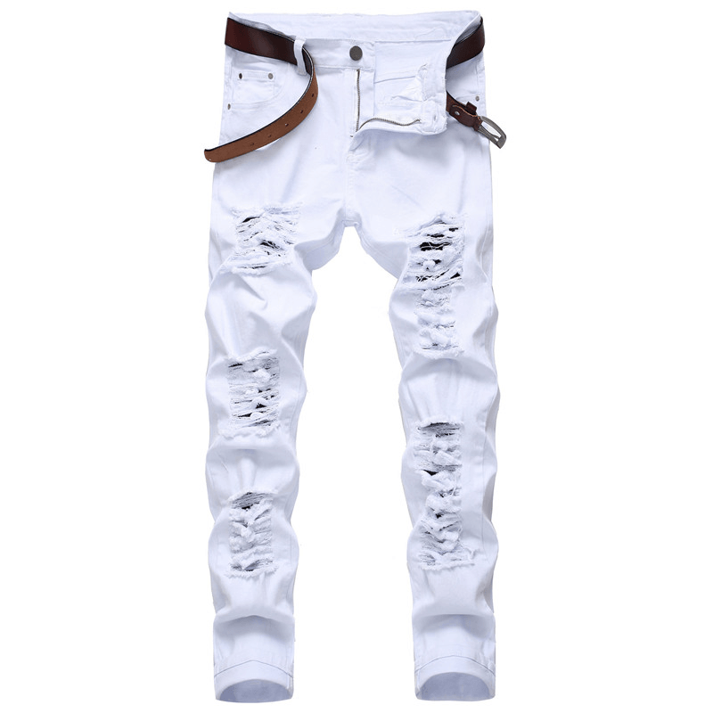 Trendy Fashion Stretch Jeans Big Ripped Pants - MRSLM