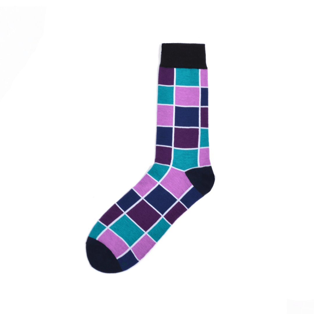 Men'S Street Wild Classic Geometry Striped Cotton Mid-Socks - MRSLM