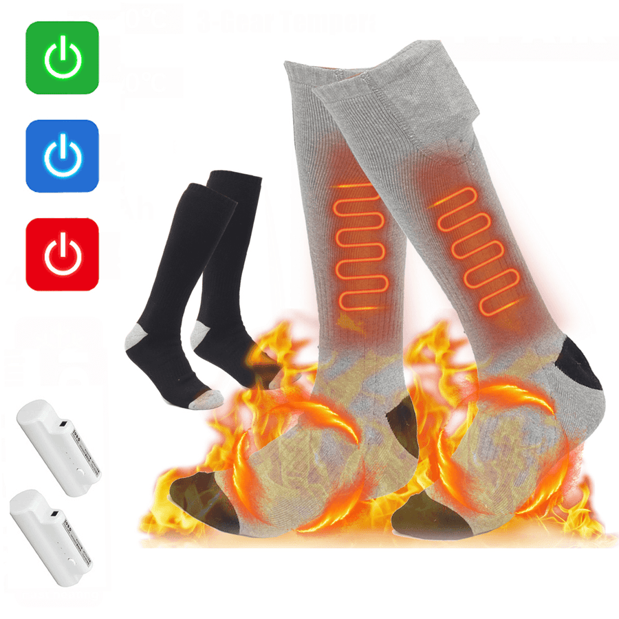 3-Gear Adjustable 4000Mah Electric Heating Socks 70℃ Intelligent Heating Warm up Breathable Comfortable Long Socks - MRSLM