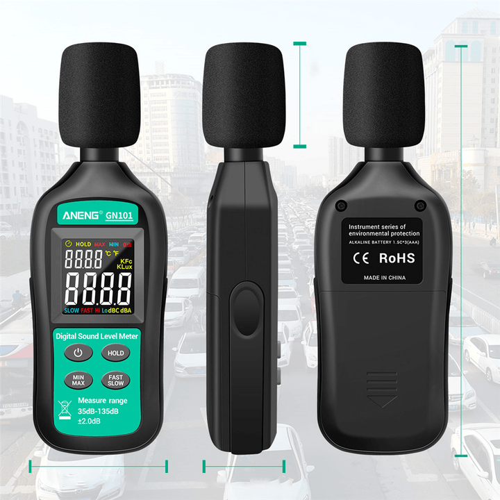 ANENG GN101 Digital Noise Meter Measurement 35-135Db Intelligent Sound Level Meter Decibel Monitor Logger Diagnostic-Tool - MRSLM