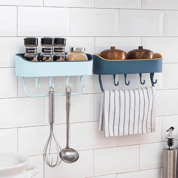 Bathroom Shelf Organizer Bath Shower Gel Shampoo Holder Storage Rack Punch Free - MRSLM