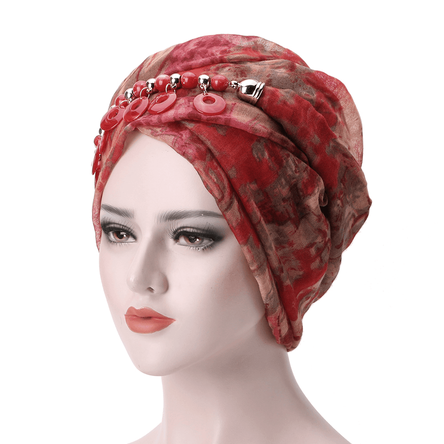 Women Bali Yarn Necklace Scarf Ethnic Tie Turban Cap Arab Wrap Scarf - MRSLM