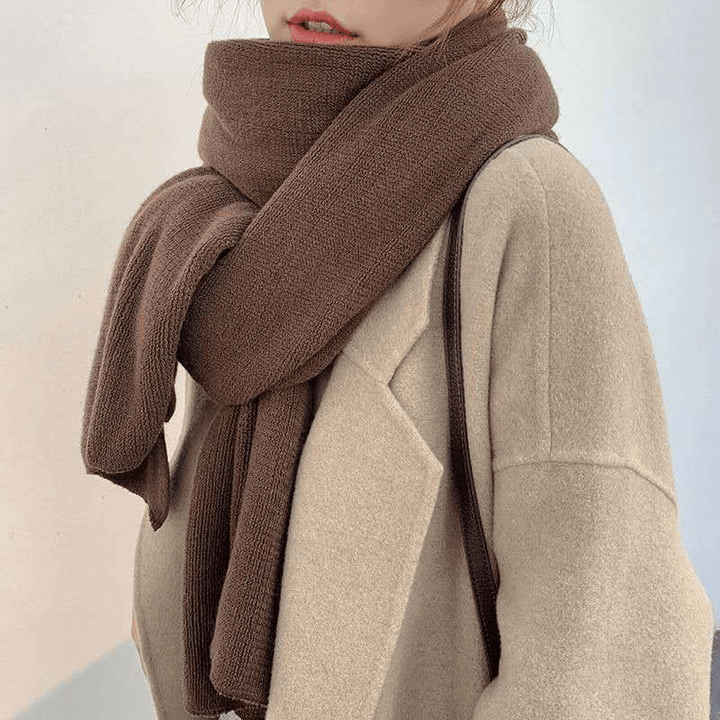 Pure Color Knitted Wool Scarf Women Autumn and Winter - MRSLM