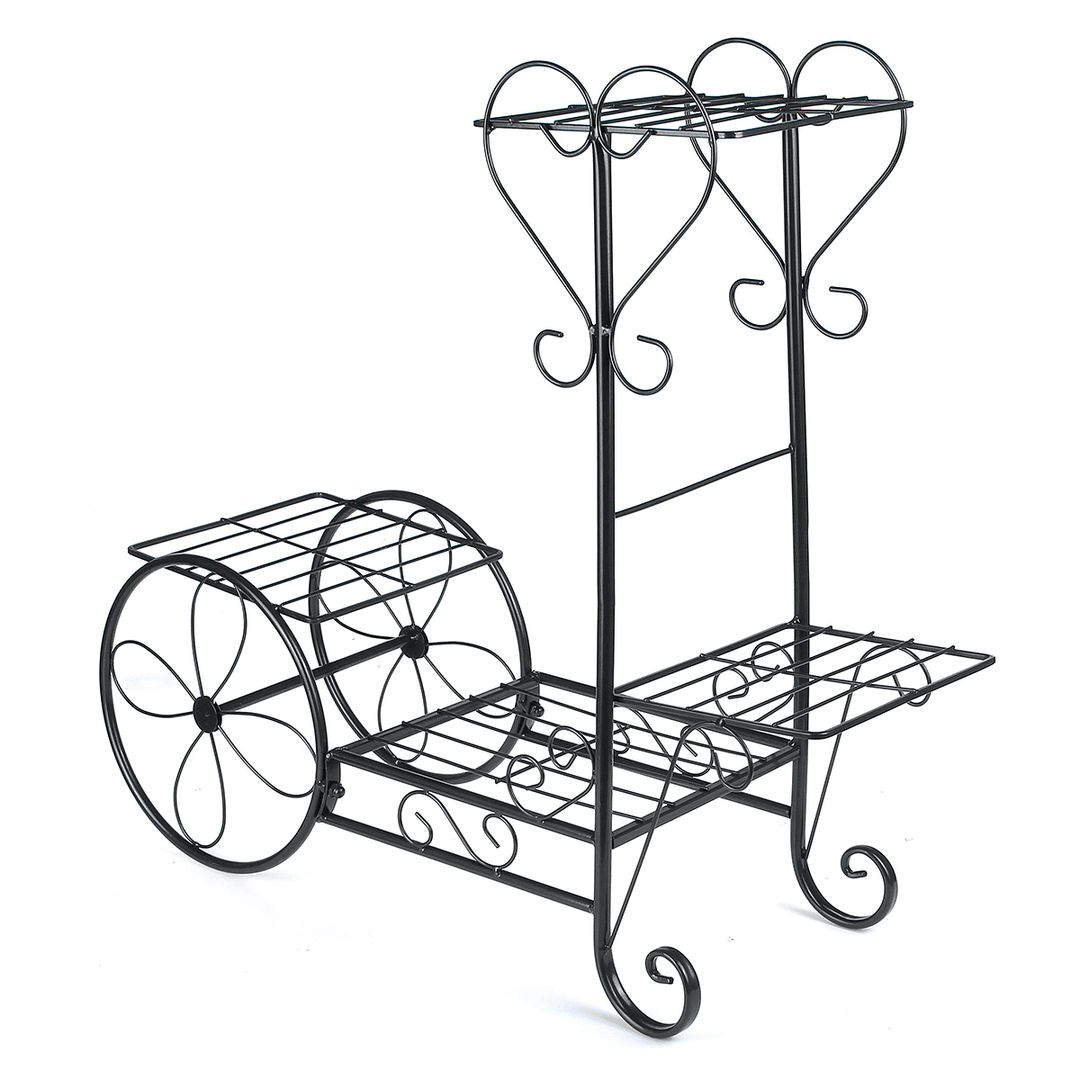 Flower Pot Plant Stand Storage Shelf Organizer Plant Shelf Classical Design Iron Design Bookshelf round for Office Home Garden - MRSLM