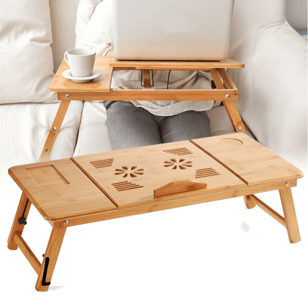 50X30X4Cm Adjustable Foldable Laptop PC Desk Portable Bamboo Bed Notebook Table Holder - MRSLM