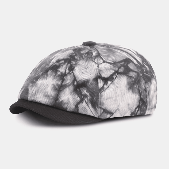 Men Cotton Ink Painting Octagonal Hat Chinese Style Retro Short Brim Berets Painter Cap Newsboy Hat - MRSLM