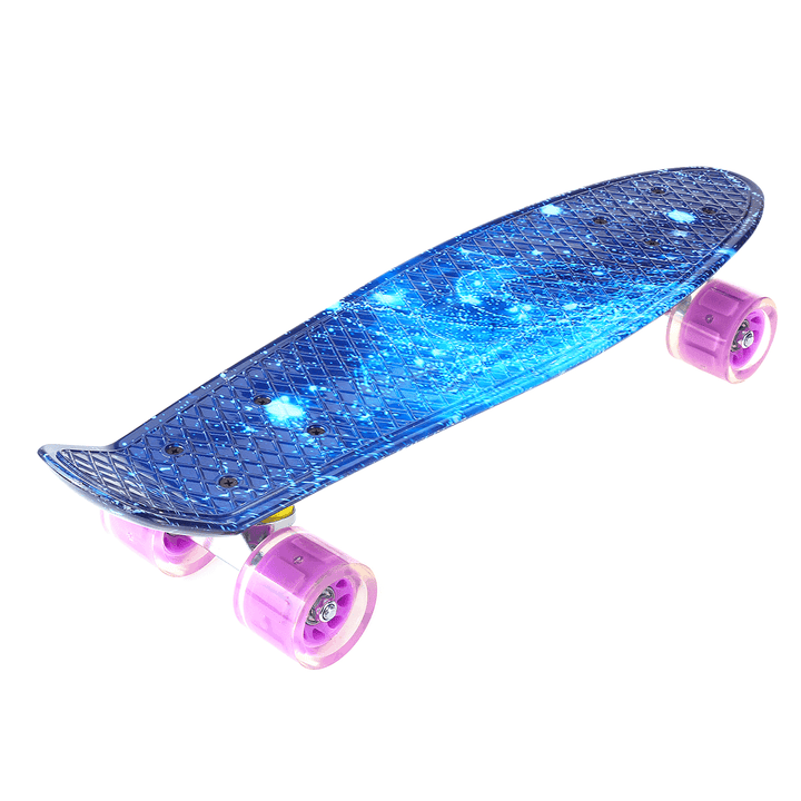 22Inch Kids Skateboard Flashing Wheel Chrome Bearing Mini Cruiser Children Longboard Outdoor Sport - MRSLM