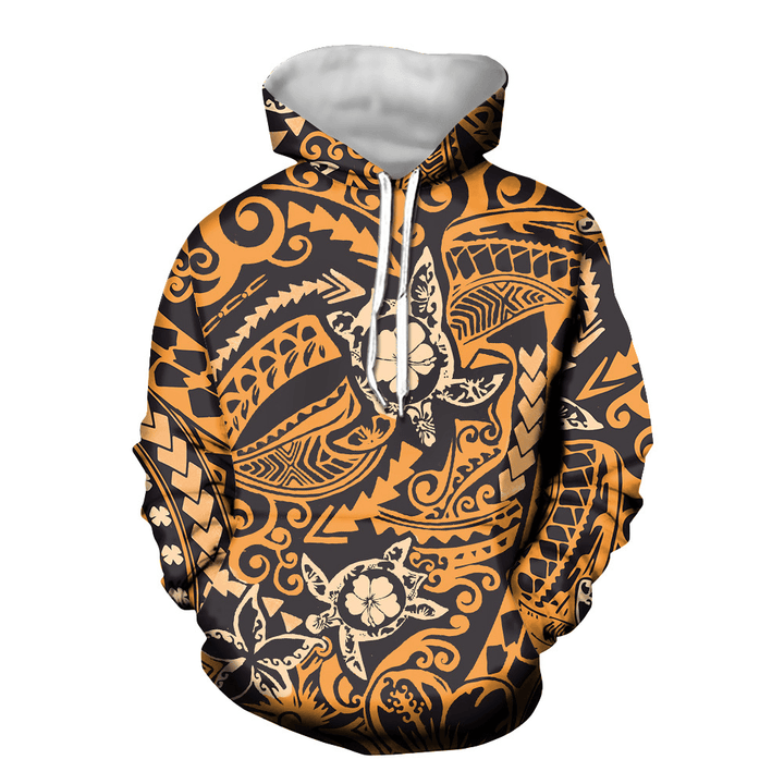 A Low-Order Hooded Sweater Polynesian Turtle Pullover with Pocket Long-Sleeved Top to Customize the New Style - MRSLM