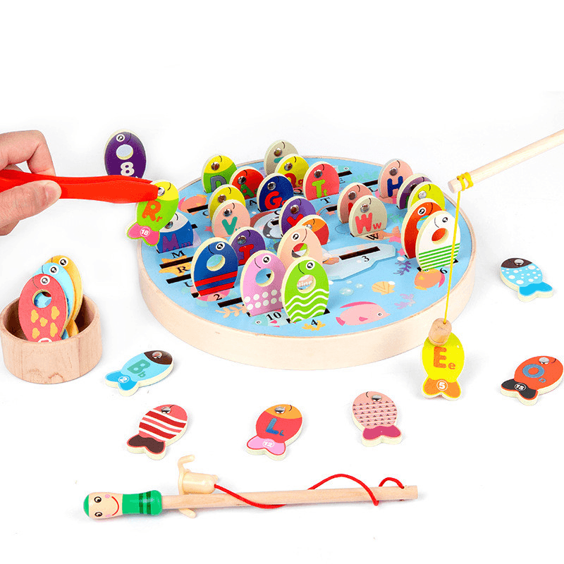 Magnetic Fishing Toy 3 Year Old Baby Puzzle Multifunctional Wooden - MRSLM