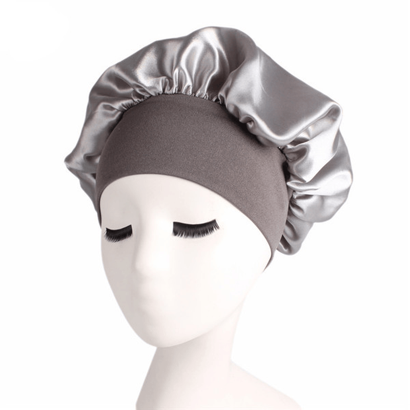 Black Fleece Elastic Bathing Cap Headband Shower Cap - MRSLM