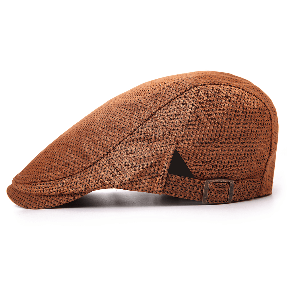 Men Polyester Mesh Breathable Beret Hat Ivy Newsboy Caps - MRSLM