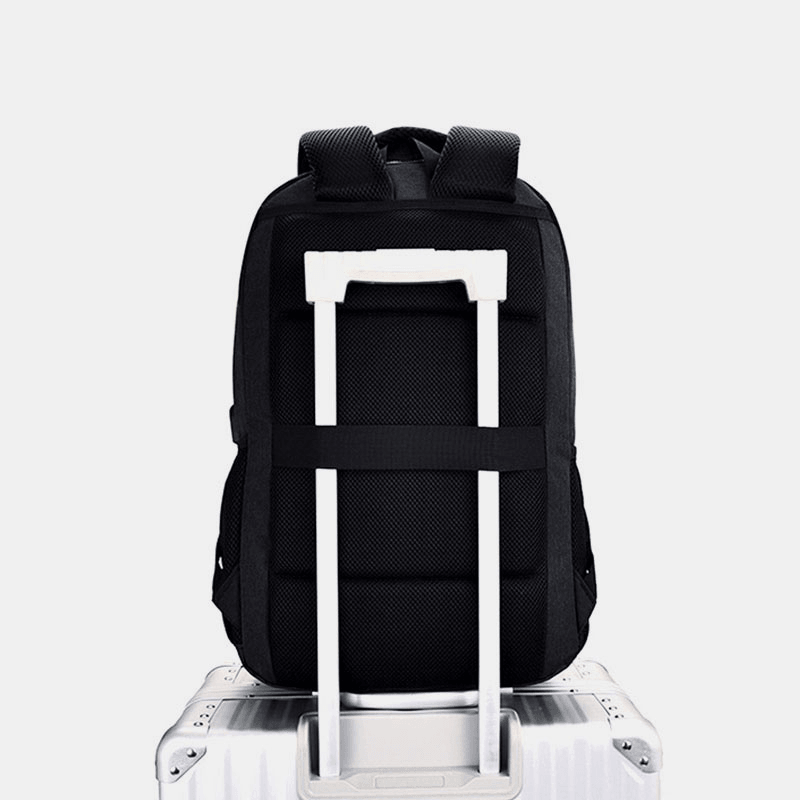 Men Nylon USB Charging Waterproof Large Capacity 15.6 Inch Laptop Bag Travel Backpack - MRSLM