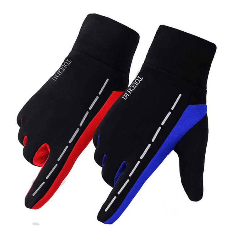 Mens Anti-Skid Fleece Outdoor Cycling Gloves Winter Warm Full Finger Windproof Mittens - MRSLM