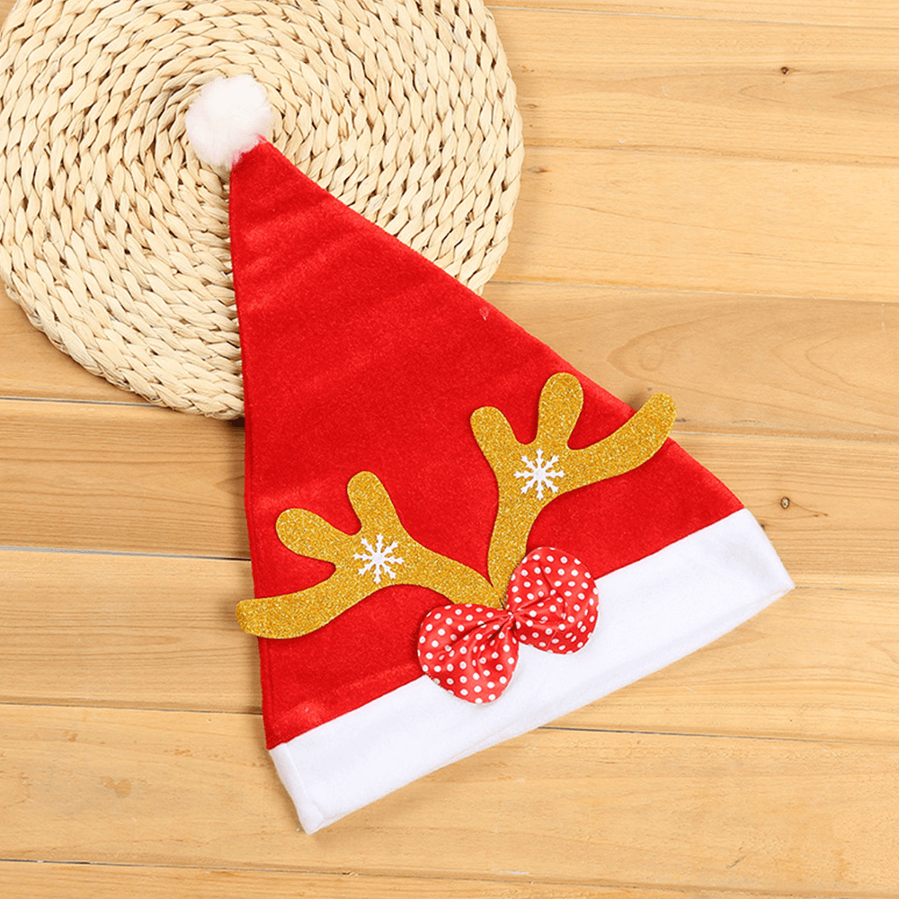 Unisex Adult Child Festive Casual Christmas Patry Elk Horn Pattern Party Hoilday Decorationns Brimless Christmas Hat - MRSLM